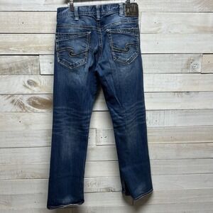 Silver Jeans Mens 33x34 Blue Gordie Straight Leg Medium Wash Stretch Denim‎